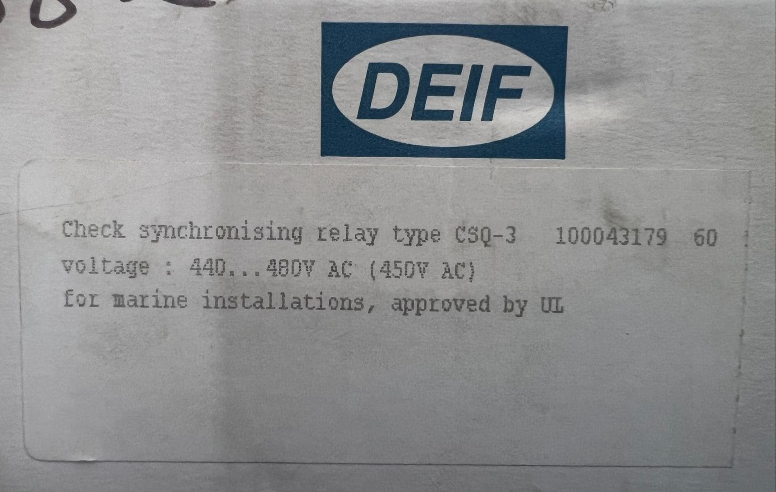 Deif Csq-3 Marine Synchronising Relay thumbnail