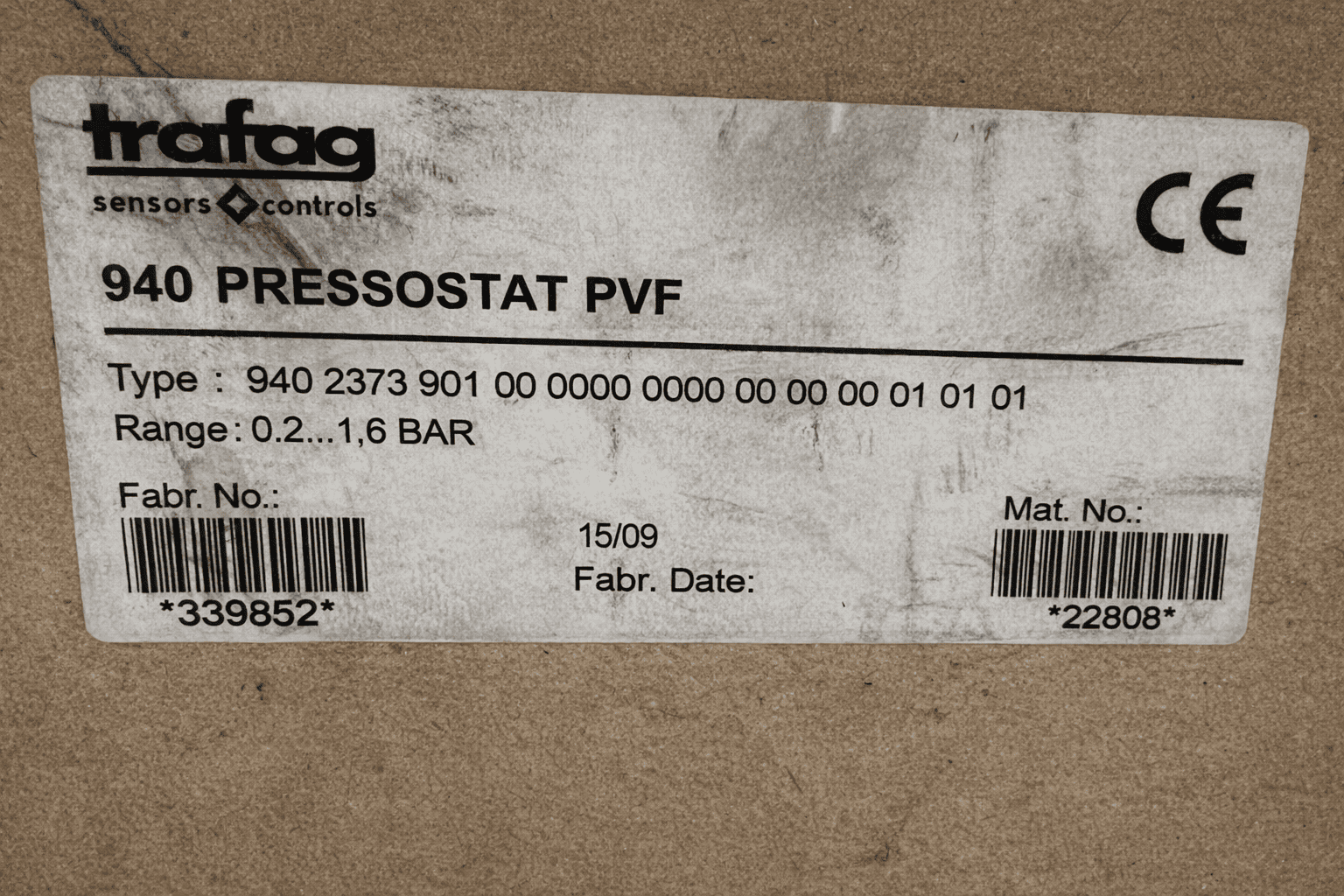 Trafag 940.2373.901 Pressure Switch 10Bar thumbnail