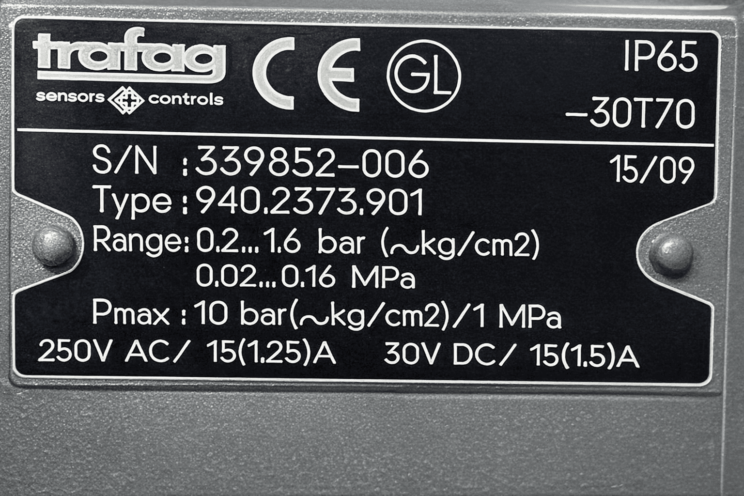 Trafag 940.2373.901 Pressure Switch 10Bar thumbnail