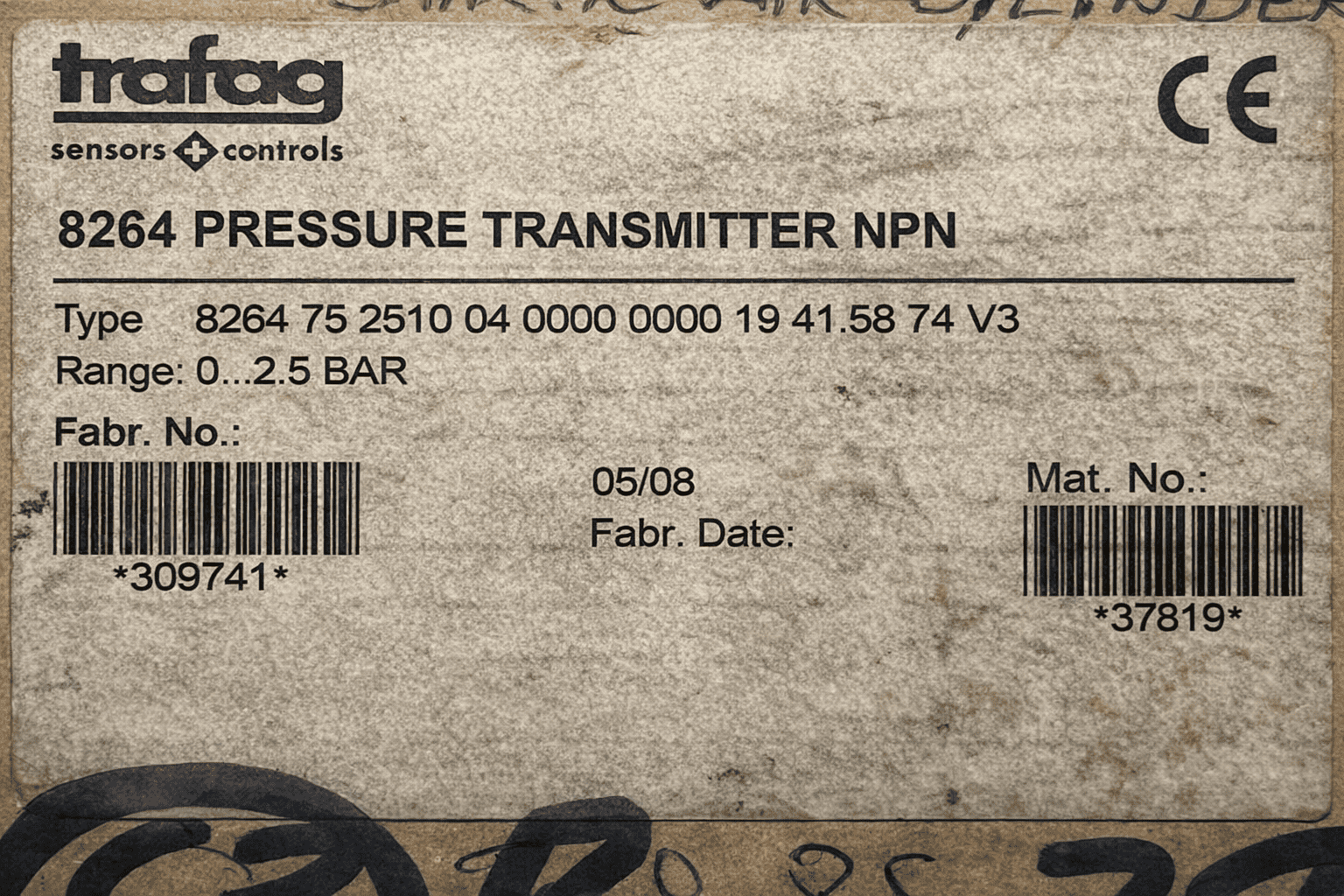 Trafag 8264.75.2510 Pressure Transmitter 0-2.5Bar thumbnail