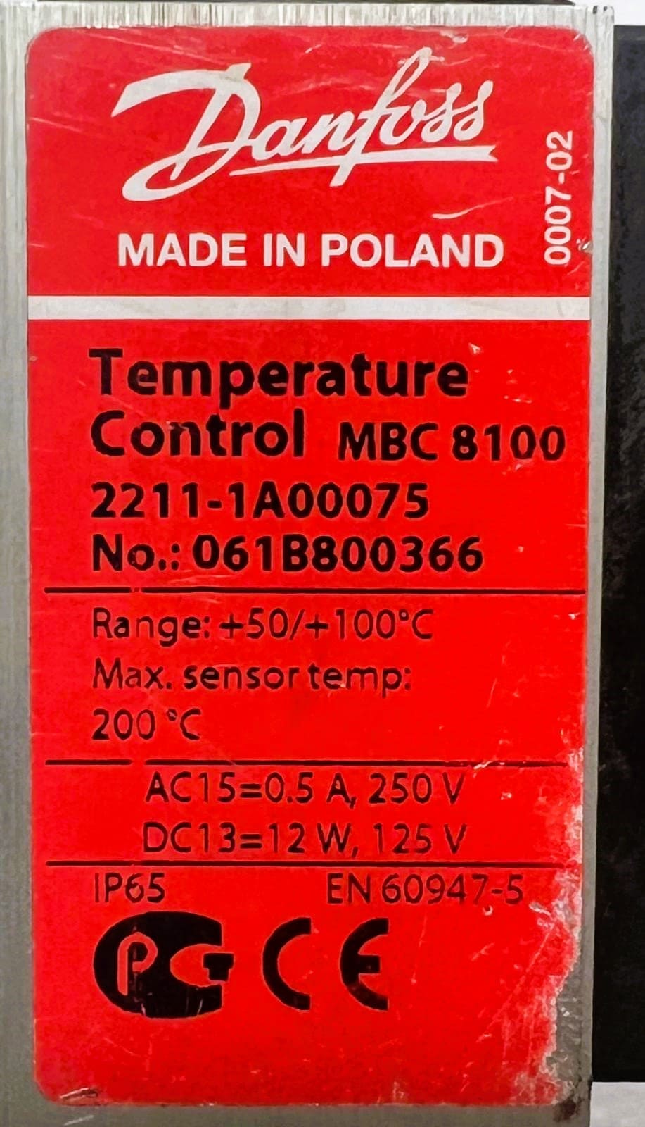 Danfoss 2211-1a00075 Temperature Control 200C thumbnail