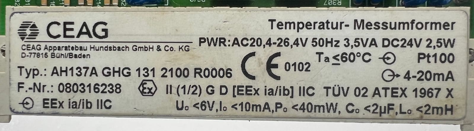 Ceag Ah137a ghg 131 2100 r0006 Printed Circuit Board thumbnail