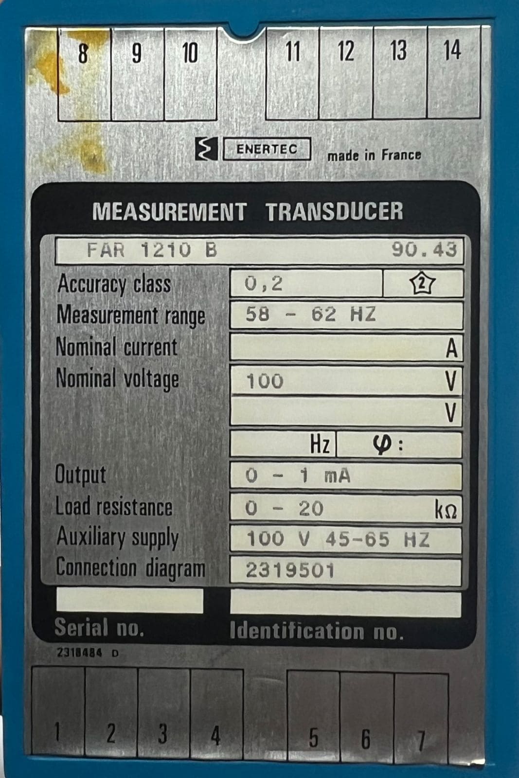 ENERTEC FAR 1210 B Measurement Transducer 7JLKGUG001 thumbnail