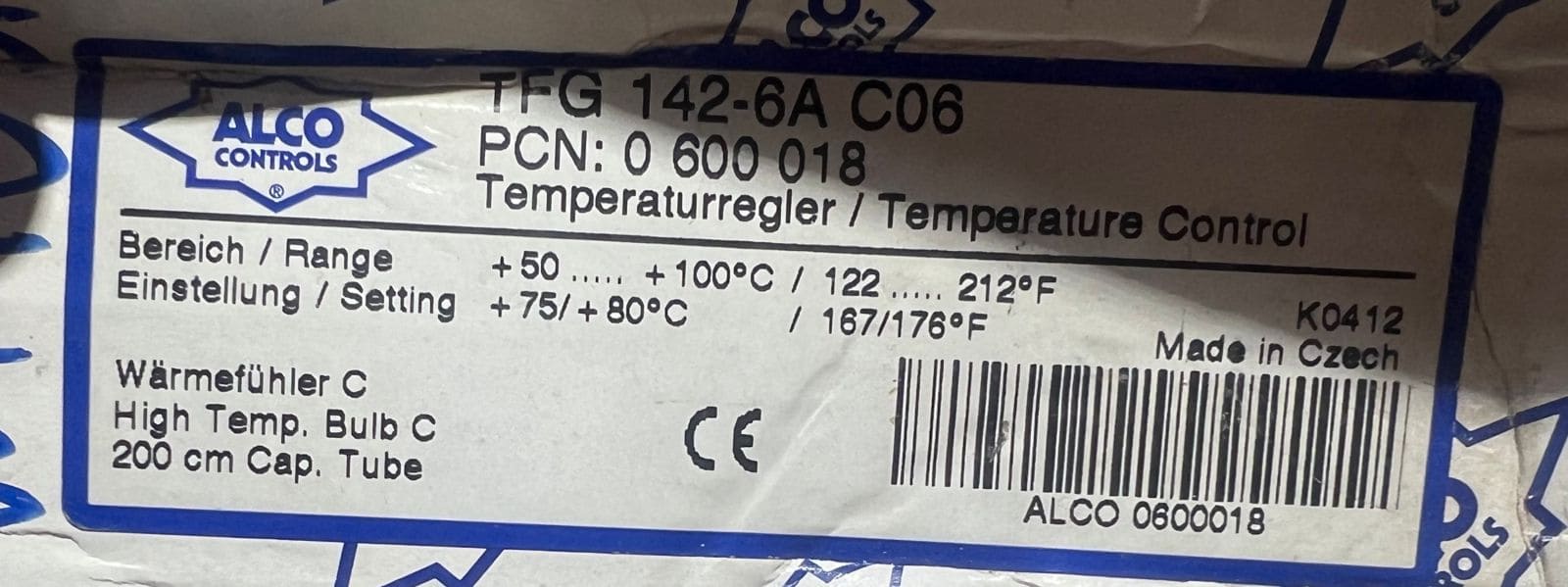 ALCO 0600018 Temperature Controller TFG 142-6A C06 thumbnail