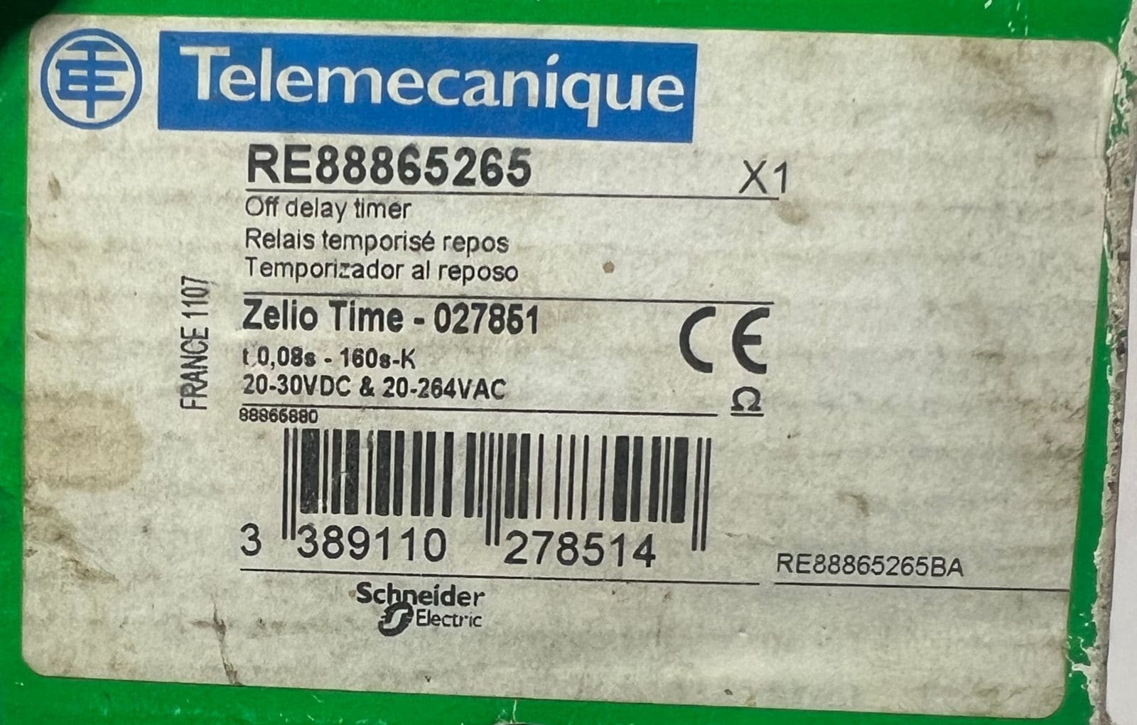 Telemecanique RE888652665 Off Delay timer 027851 thumbnail