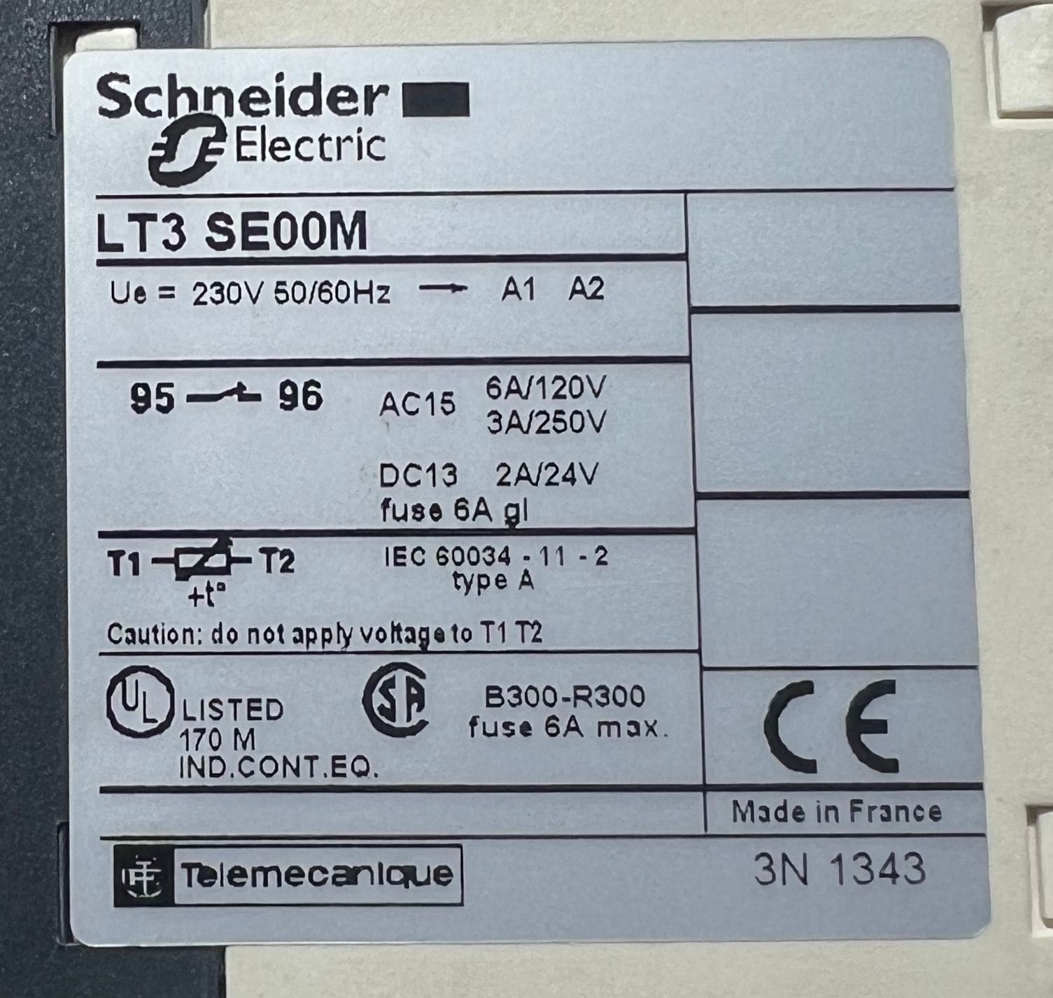 Schneider Electric LT3 SE00M Thermal Protection Relay 068818 thumbnail