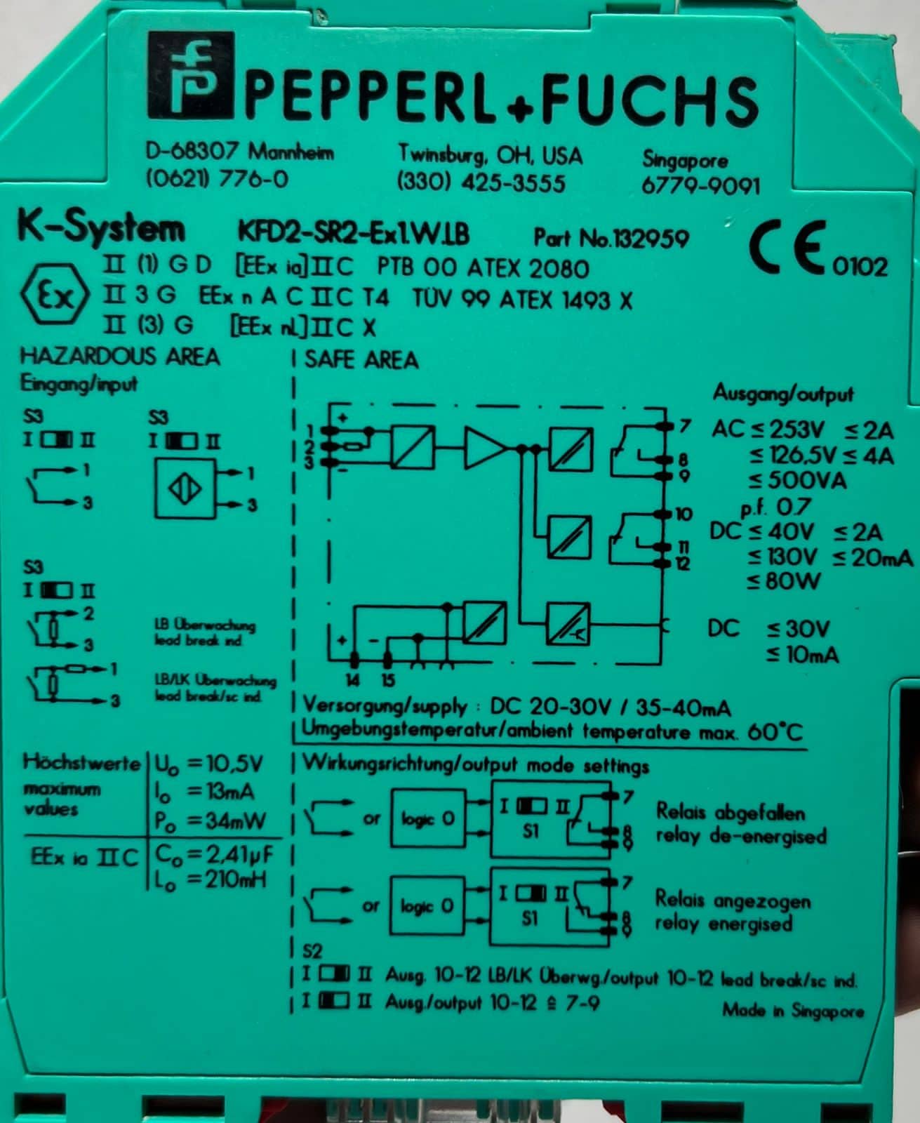 Pepperl+fuchs KFD2-SR2-Ex1.W1.B Relay Module 132959 thumbnail
