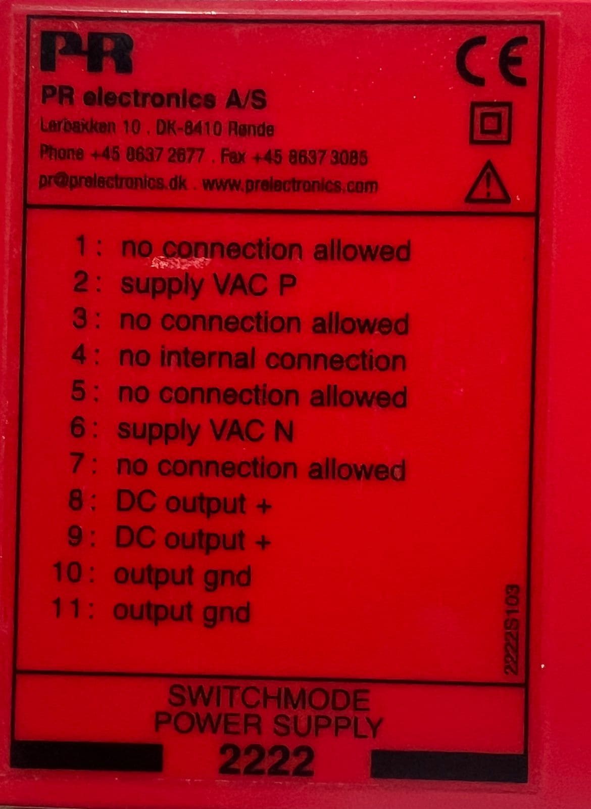 PR ELECTRONICS 2222B1 SWITCHMODE POWER SUPPLY 2222S103 thumbnail