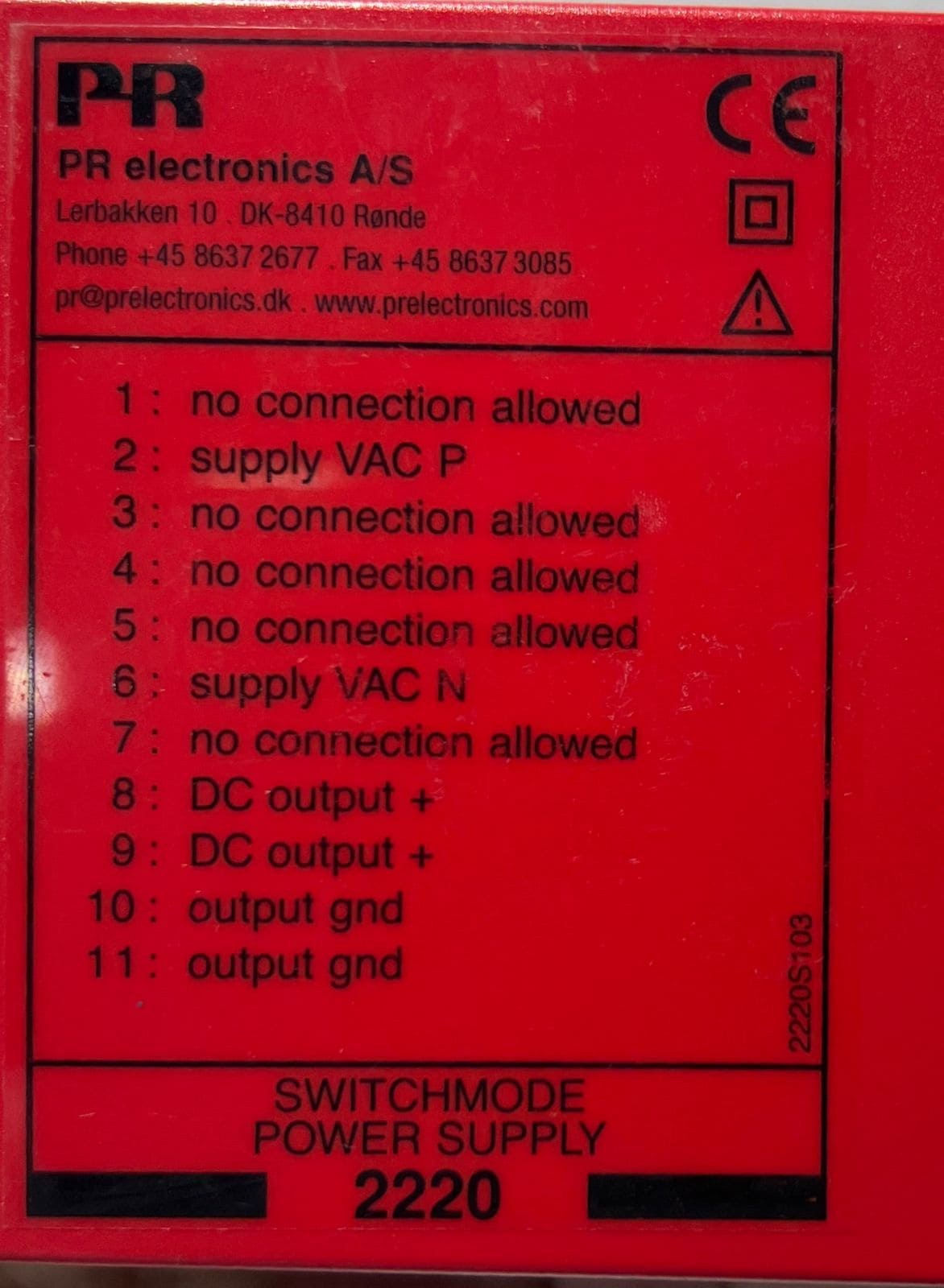 PR ELECTRONICS 2220B1 SWITCHMODE POWER SUPPLY 2220S103 thumbnail