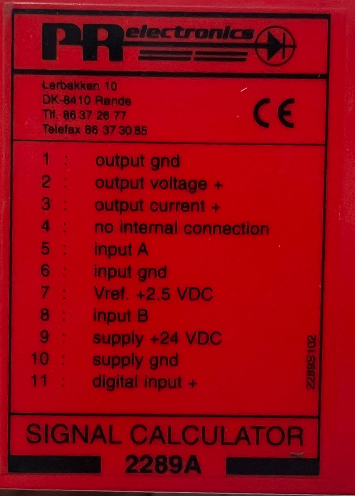 PR ELECTRONICS 2289A SIGNAL CALCULATOR 2289S102 thumbnail