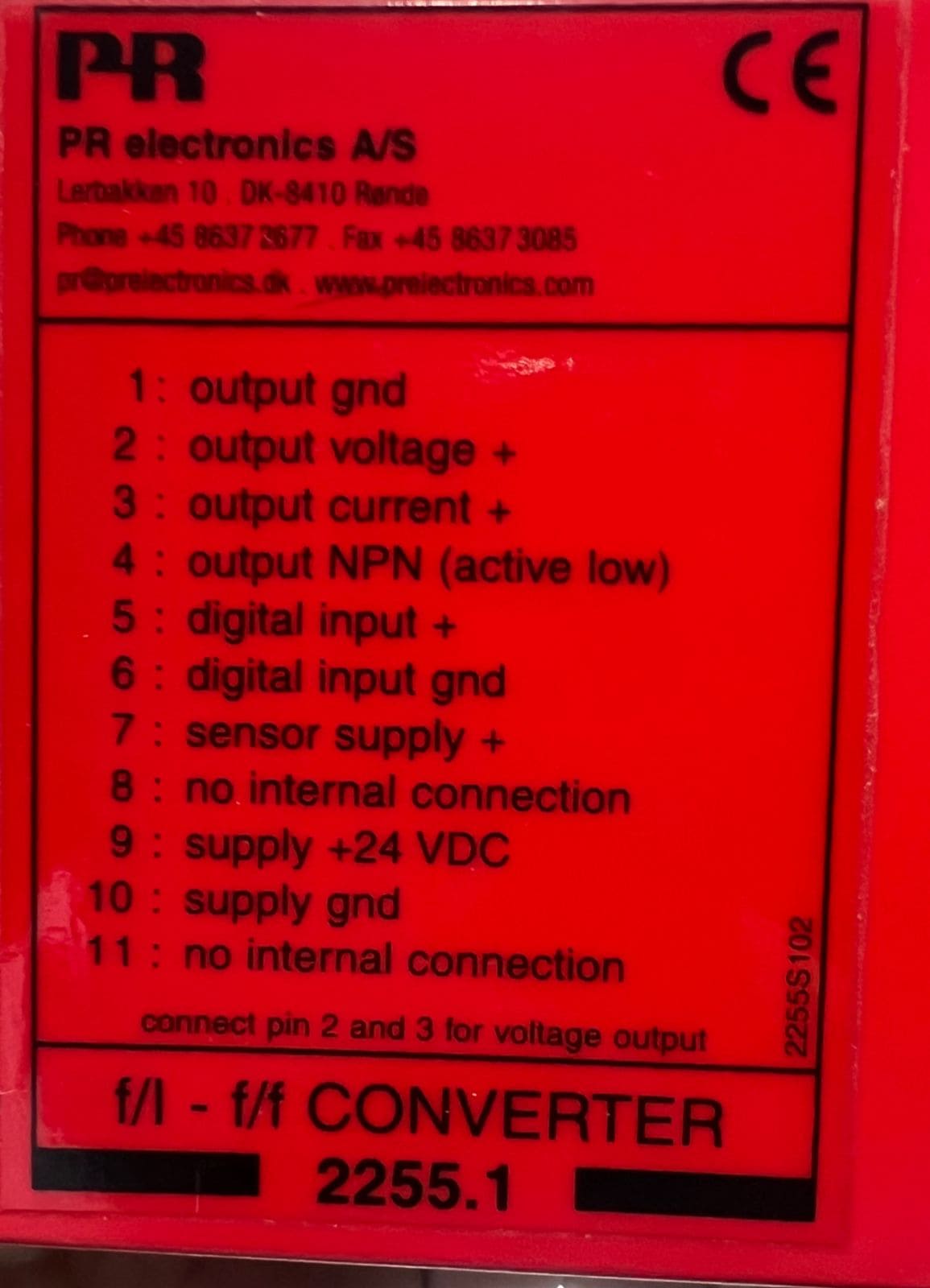 PR ELECTRONICS 2255B1 F/I - F/F CONVERTER 2255S102 thumbnail