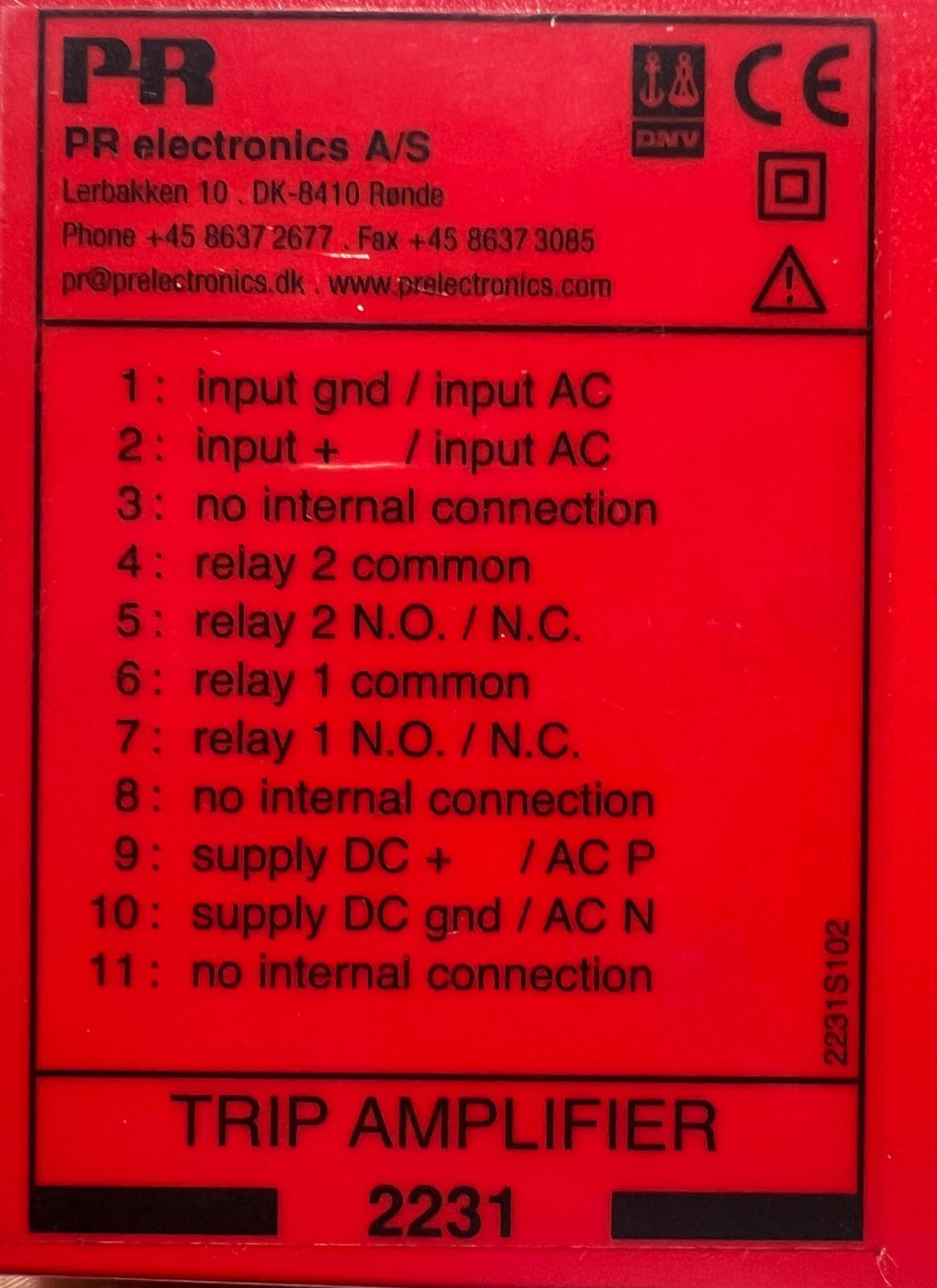 PR ELECTRONICS 2231D TRIP AMPLIFIER 2231S102 thumbnail