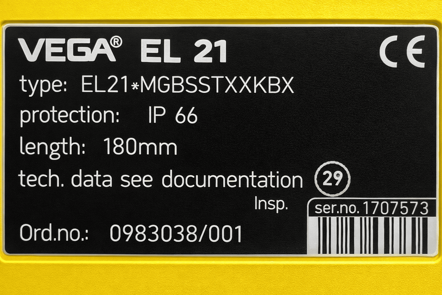 VEGA EL21-MGBSSTXXKBX Probe Level Sensor 17707573 thumbnail