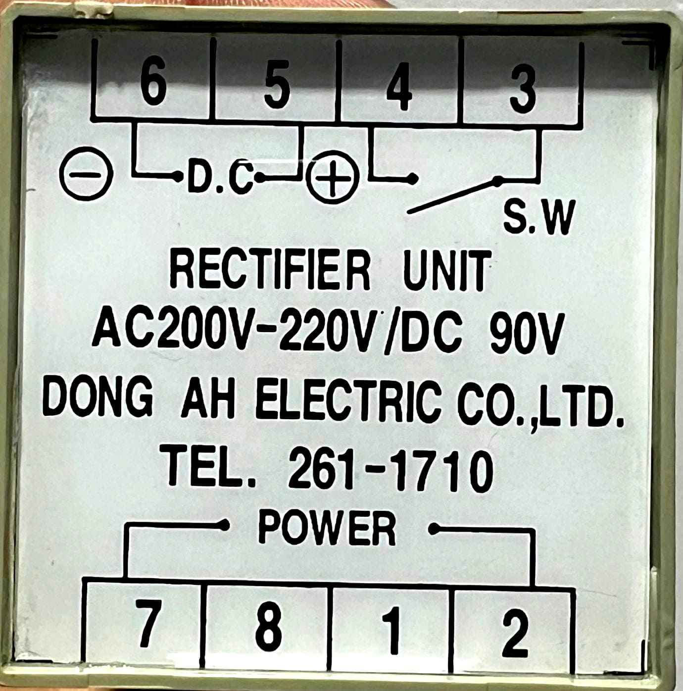 DONG AH ELECTRIC AC 200V-220V / DC 90V RECTIFIER UNIT thumbnail