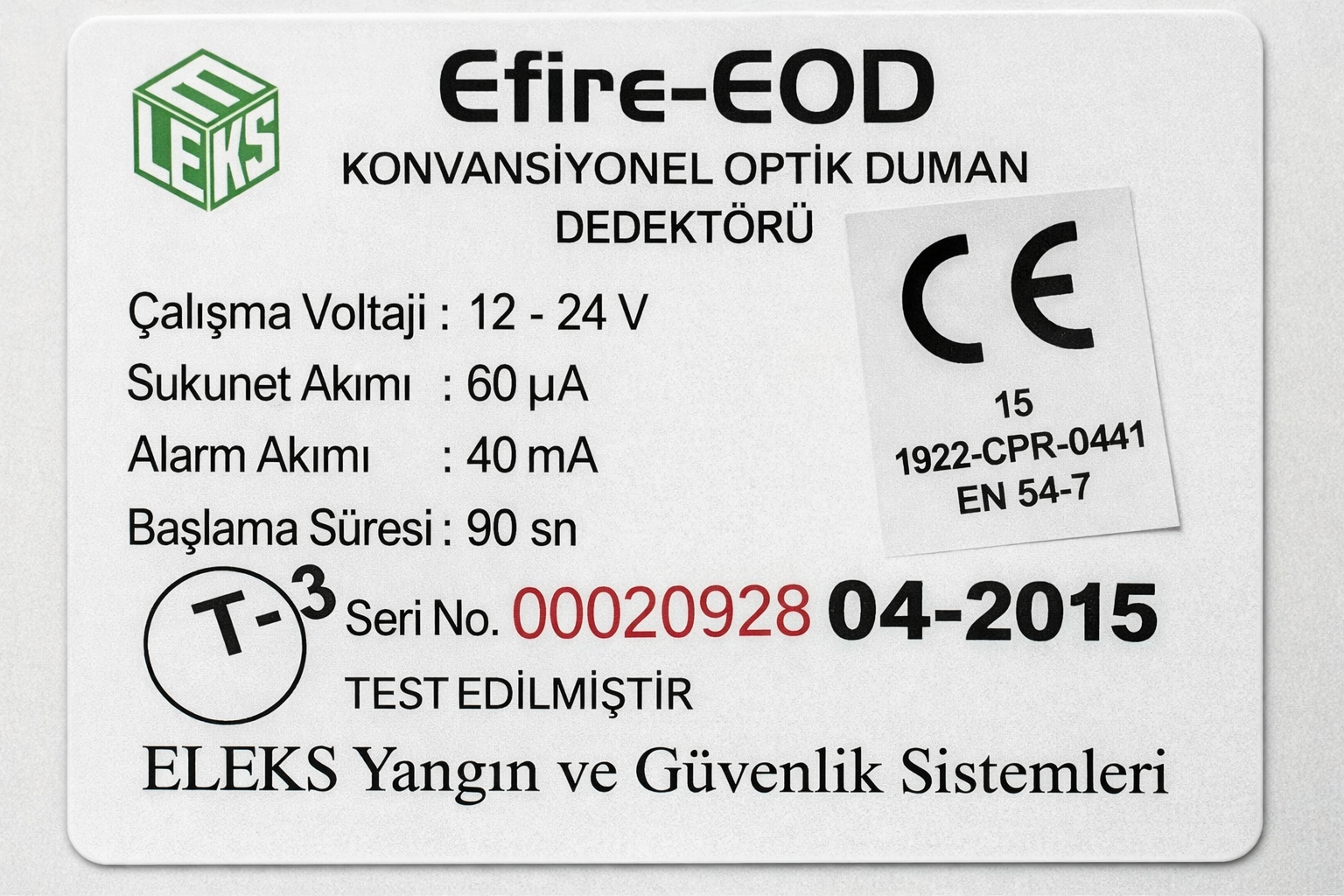 Eleks Efire-eod 1922-cpr-0441 Smoke Detector thumbnail