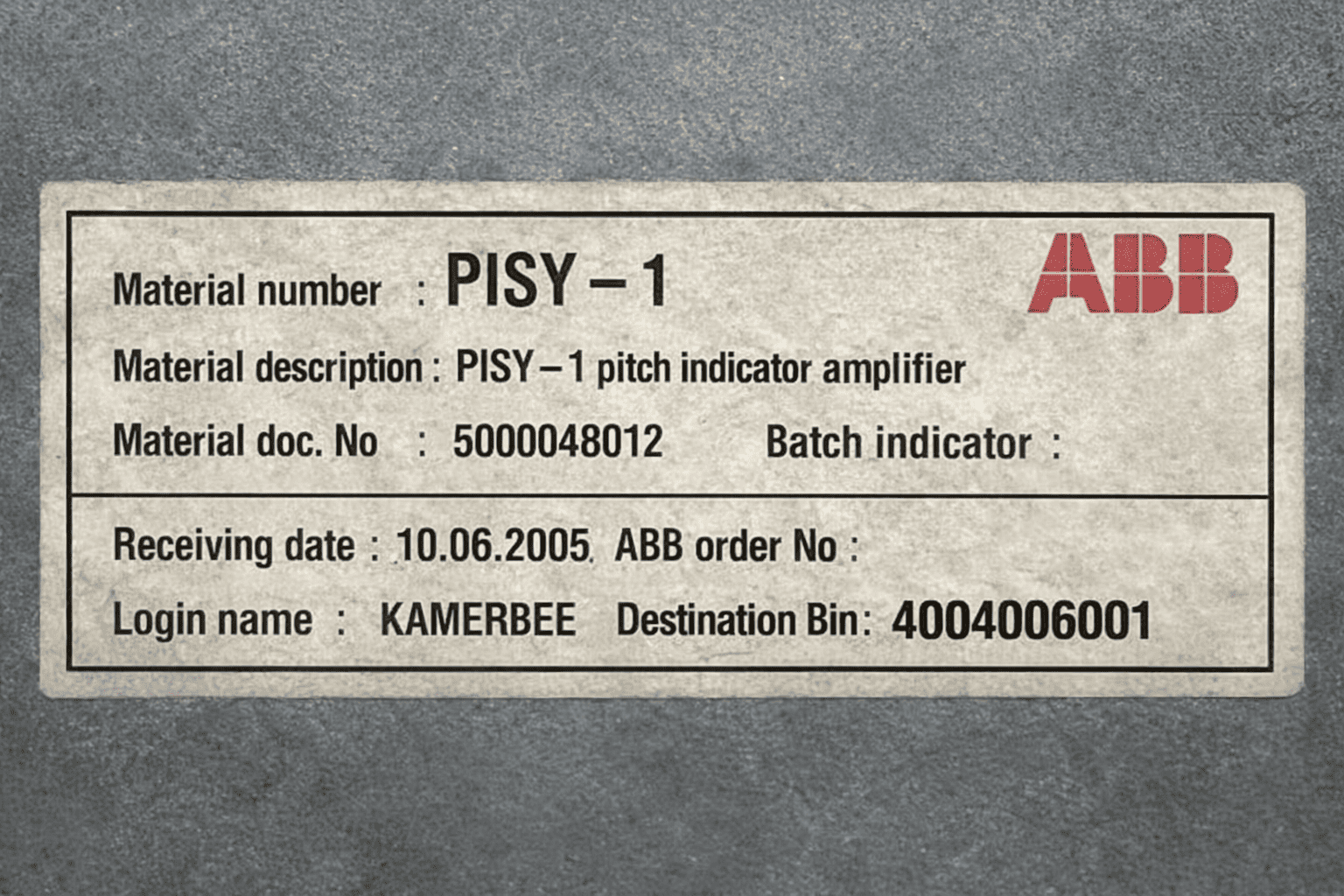 ABB PISY-1 PITCH INDICATOR AMPLIFIER 5000048012 thumbnail
