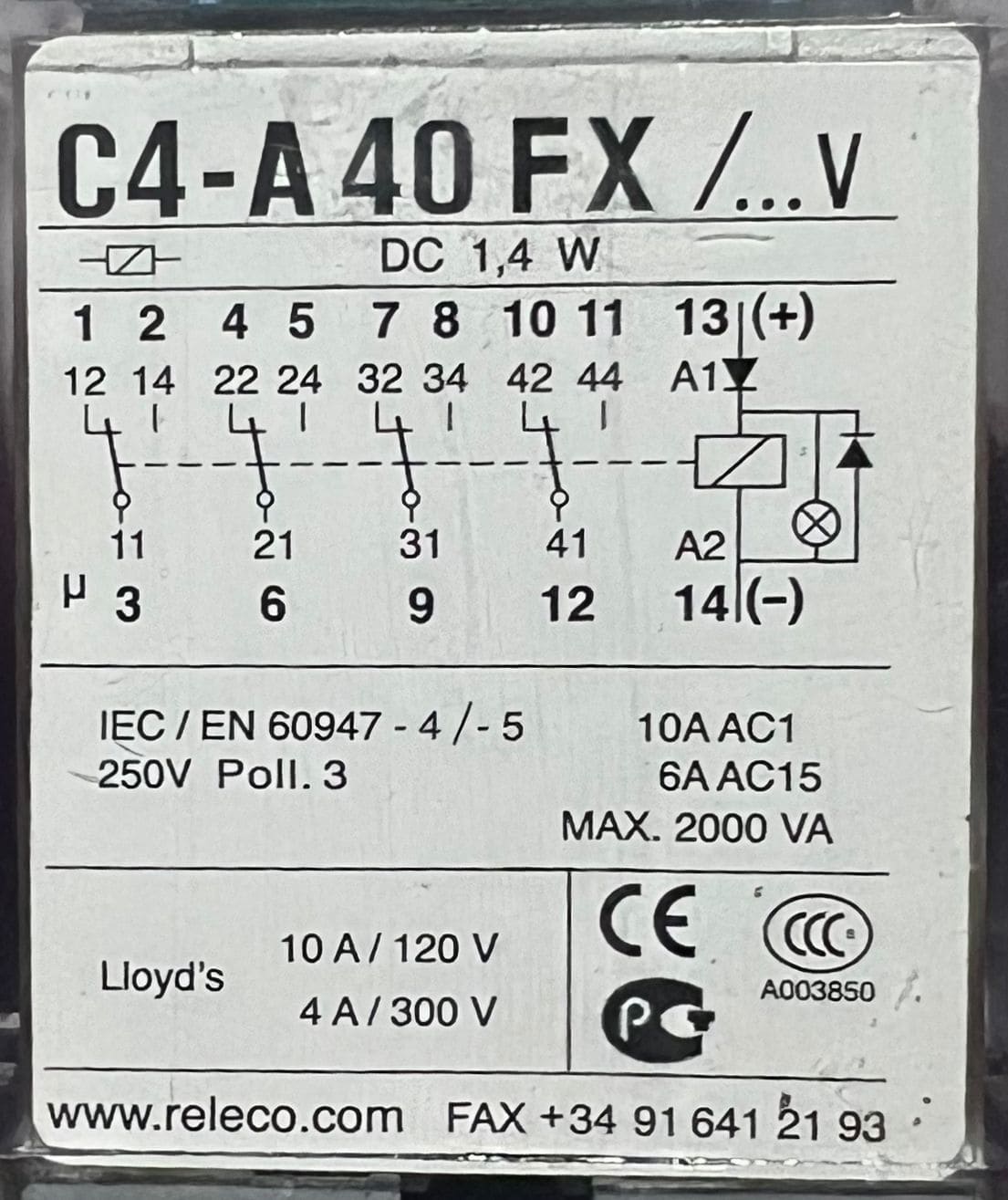 RELECO MR-C C4-A40-FX/DC24V RELAY thumbnail