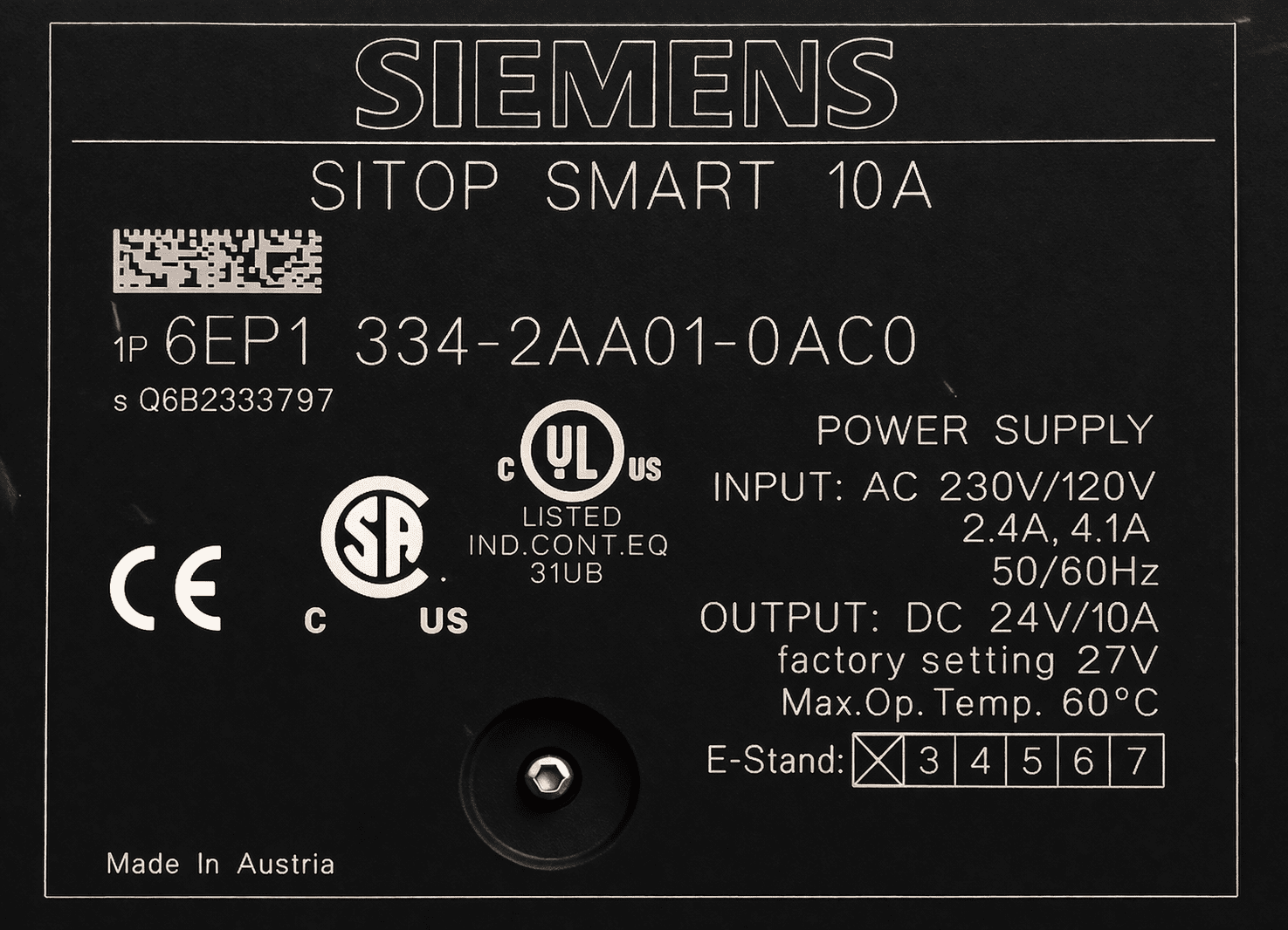 Siemens 6EP1 334-2AA01-0AC0 POWER SUPPLY MODULE