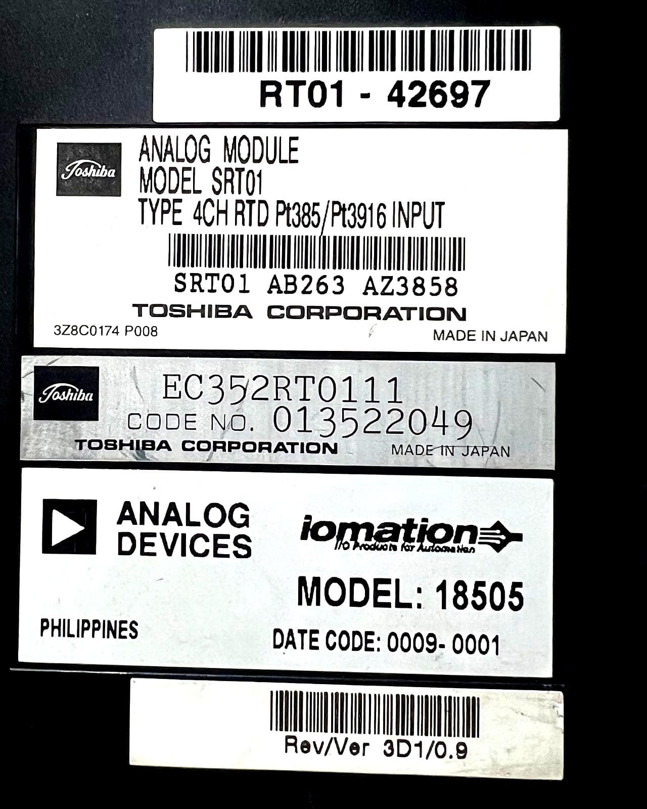 TOSHIBA SRT01 AB263 AZ3858 Analog Input Module SRT01 thumbnail