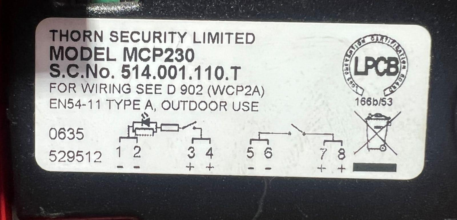 THORN SECURITY  MCP230 MANUAL CALL POINT 514.001.110.T thumbnail