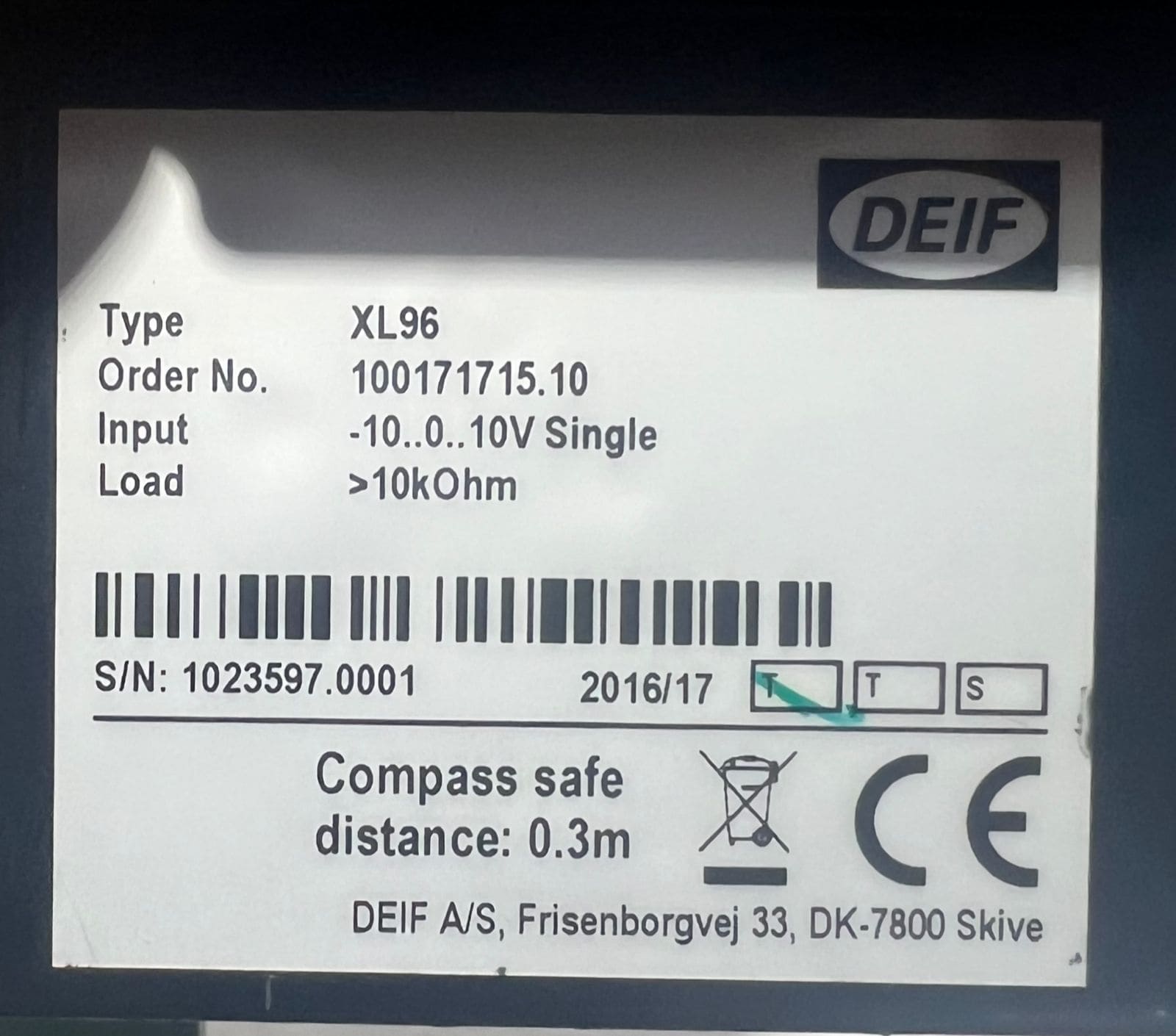 DEIF XL96 1023597.0001 Analog Signal Display Meter XL96 thumbnail