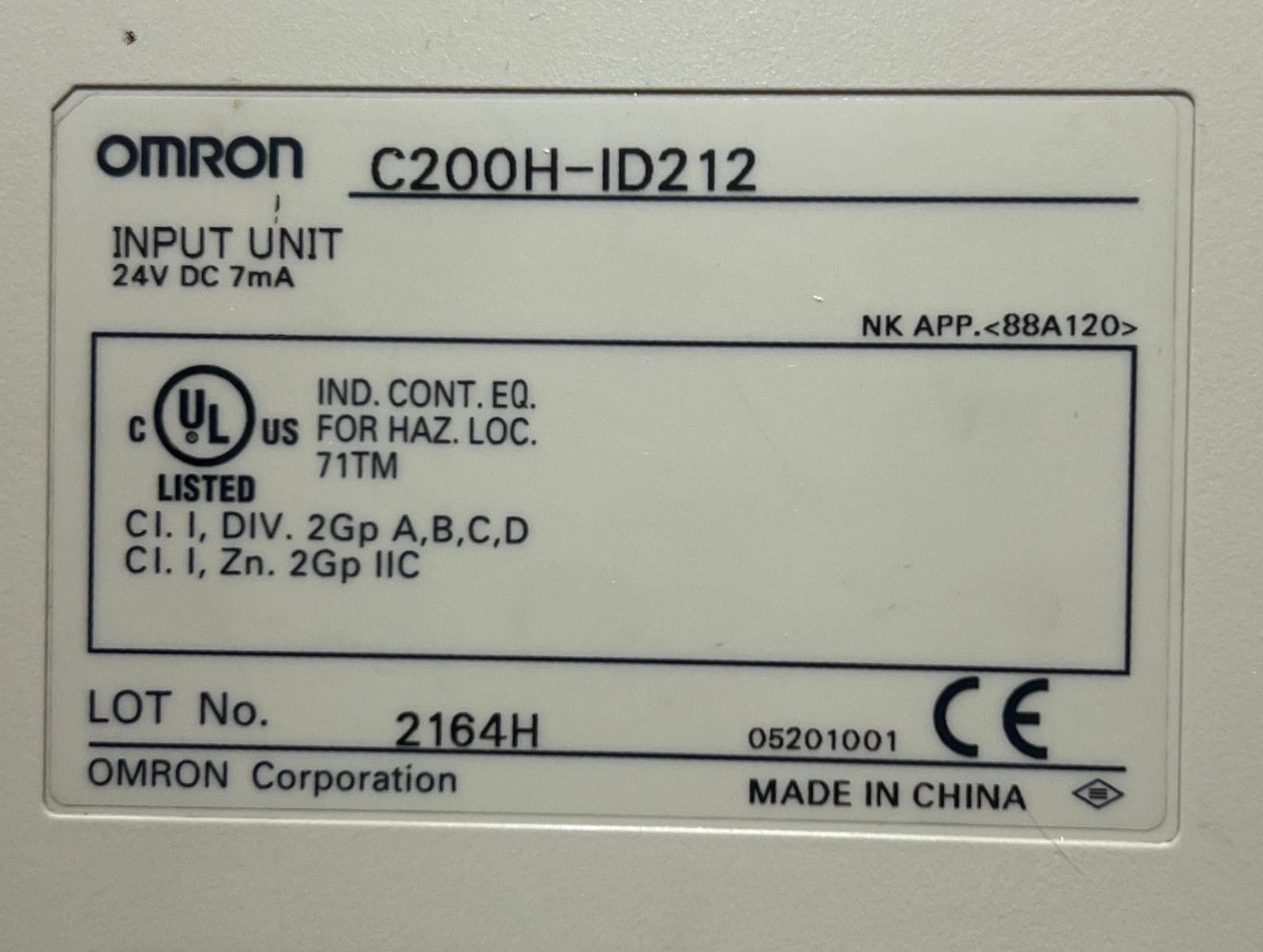 Omron C200h-id212 - Digital Input Module thumbnail