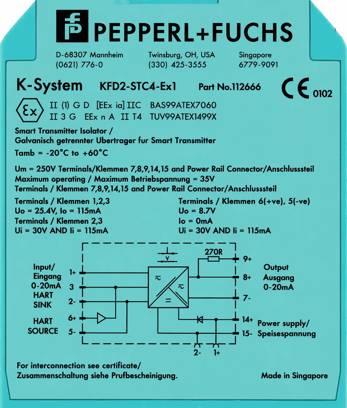 Pepperl+Fuchs KFD2-STC4-Ex1 SMART TRANSMITTER POWER SUPPLY 112666 thumbnail