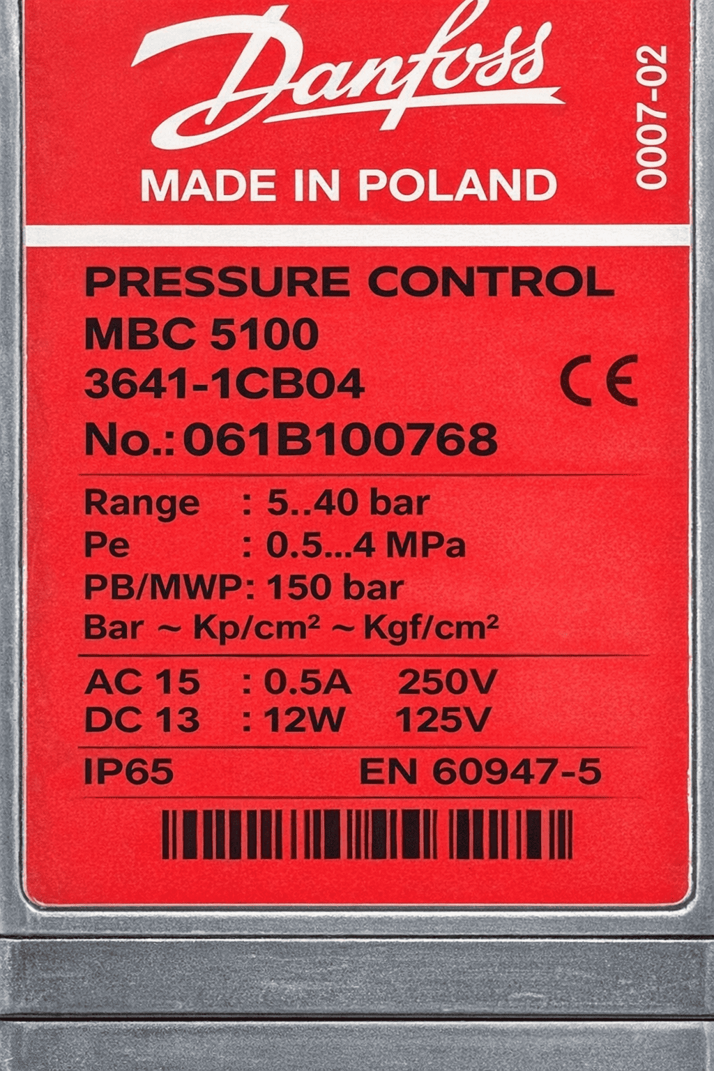 DANFOSS MBC 5100 PRESSURE CONTROL 3641-1CB04 thumbnail