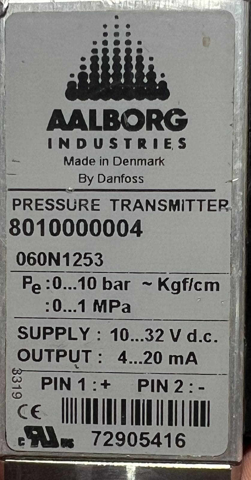 AALBORG 8010000004 PRESSURE TRANSMITTER 060N1253 thumbnail