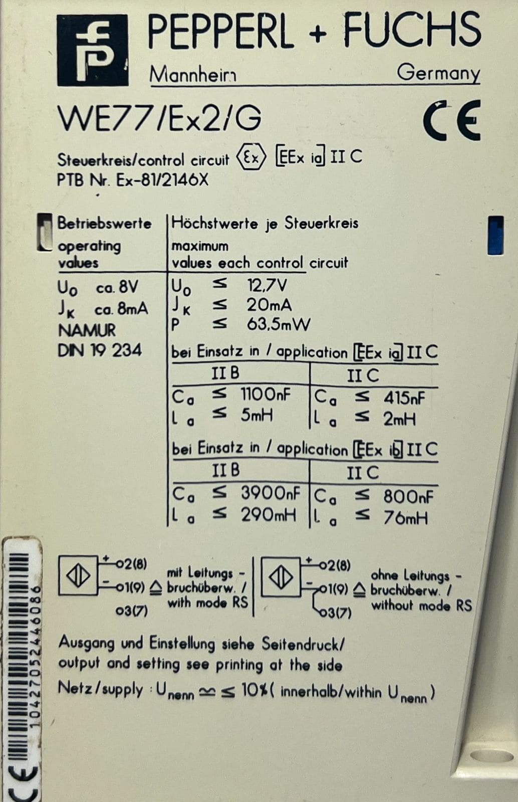 Pepperl+fuchs WE77/EX2/G SAFETY RELAY 14137S thumbnail