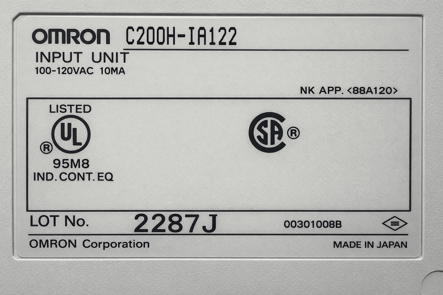 Omron SYSMAC C200H-IA122 Programmable Controller – Input Unit thumbnail