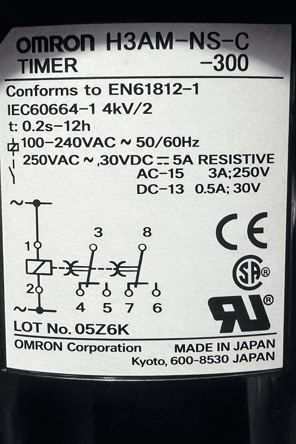 OMRON H3AM-NS-C-300 TIMER RELAY 05Z6K thumbnail