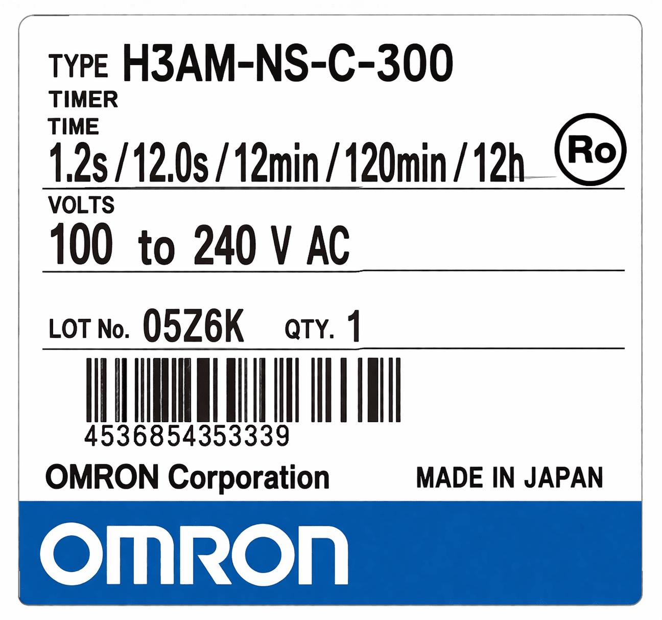 OMRON H3AM-NS-C-300 TIMER RELAY 05Z6K thumbnail