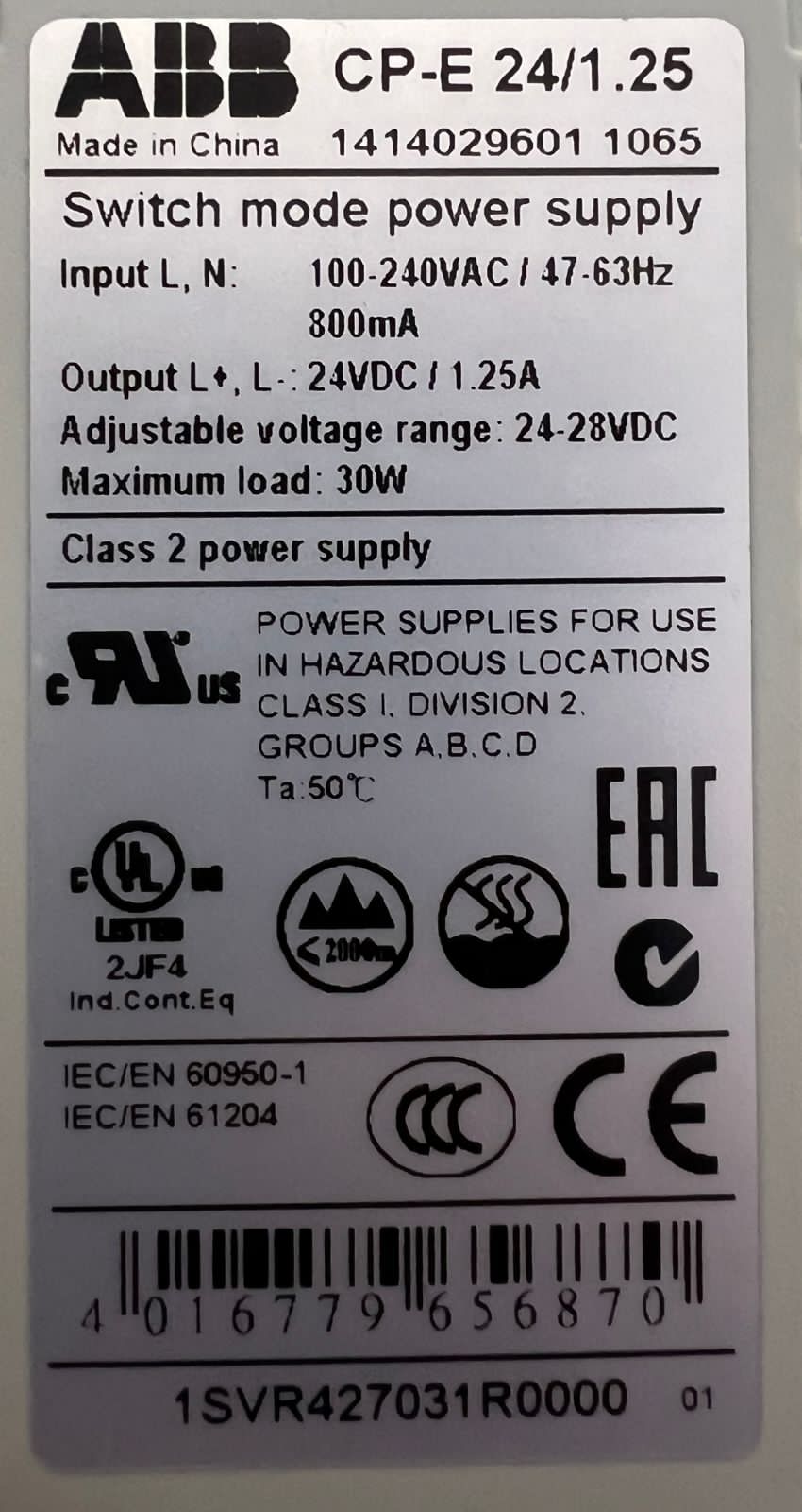 ABB Cp-e 24/1.25 Switch Mode Power Supply thumbnail